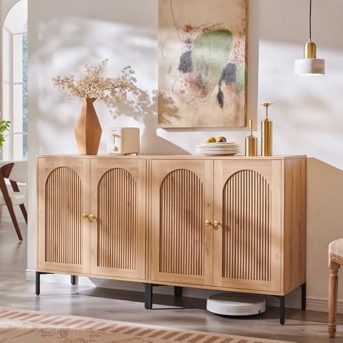 Amazon.com - IFGET Modern Buffet Cabinet with Storage, 61.75" W Fluted ...