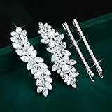 WHAVEL Hair Clips, 4Pcs Rhinestone Hair Pins for Women, Silver Bridal Barrettes, Wedding Hair Accessories for Bride Bridesmaid