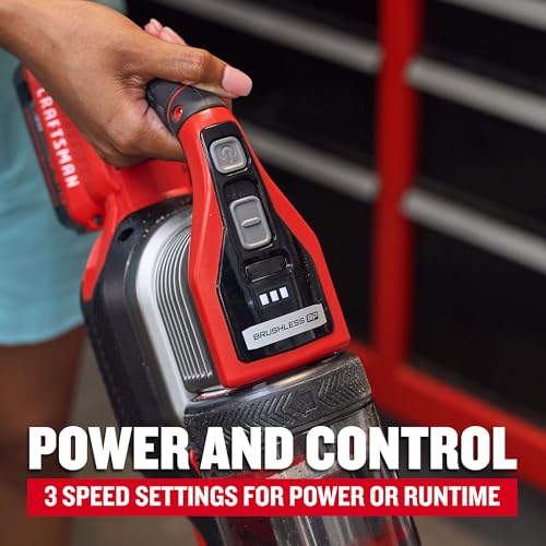 Image of CRAFTSMAN V20 Stick Vacuum Cordless Rechargeable,3 Speed, Lightweight, Powerful Suction, Brushless, Extended Runtime, Battery and Charger Included (CMCVS501M1)