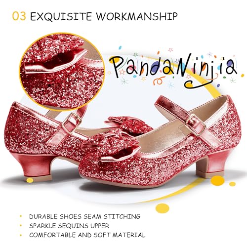 Image of PANDNAINJIA Girls Dress Shoes Toddler Heels Mary Jane Pumps