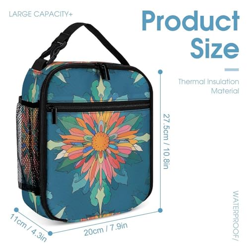 Vibrantly Colored Scottish Thistle Pattern Backpack Set Lightweight Daypack with Lunch Box Pencil Bags Bookbags 3 in 14