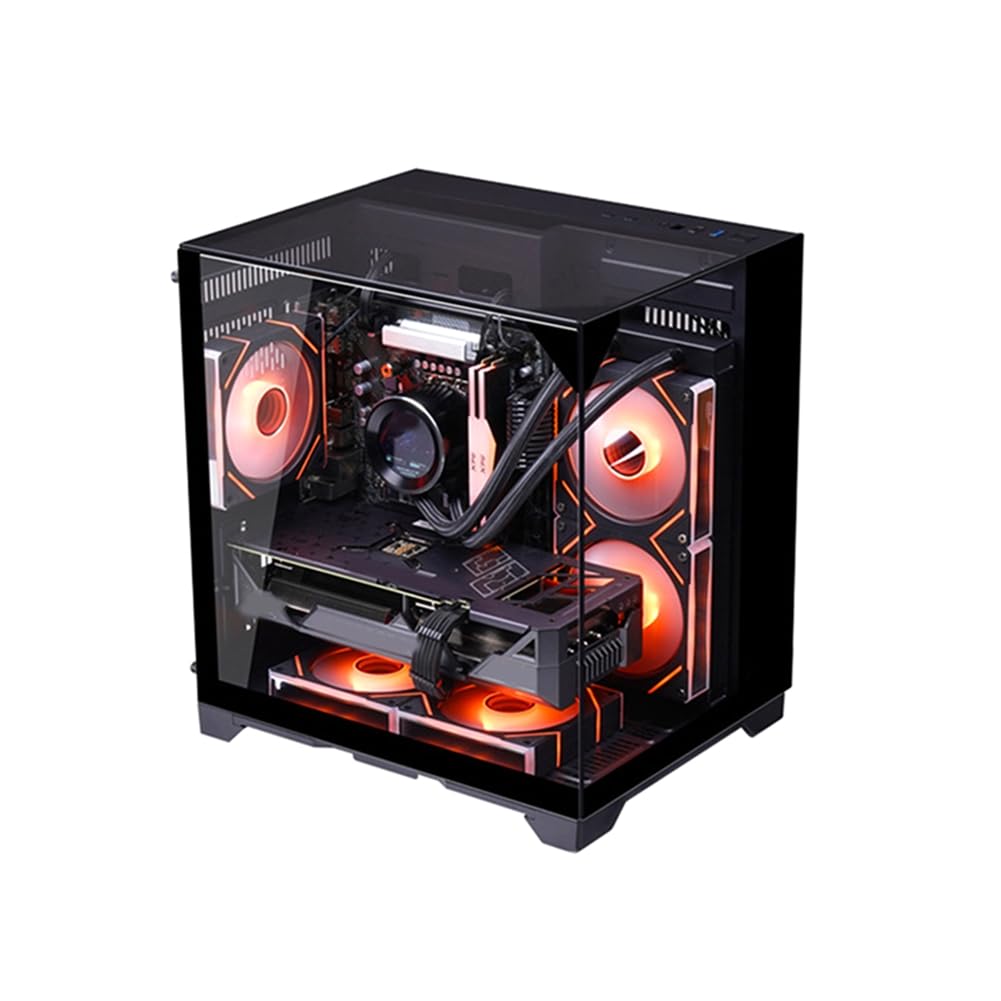 Case per PC Sea View Room per Computer da Gioco Desktop con Scheda Madre M-ATX A Doppio Vetro Temperato su Entrambi I Lati. Cabinet per PC Gamer.