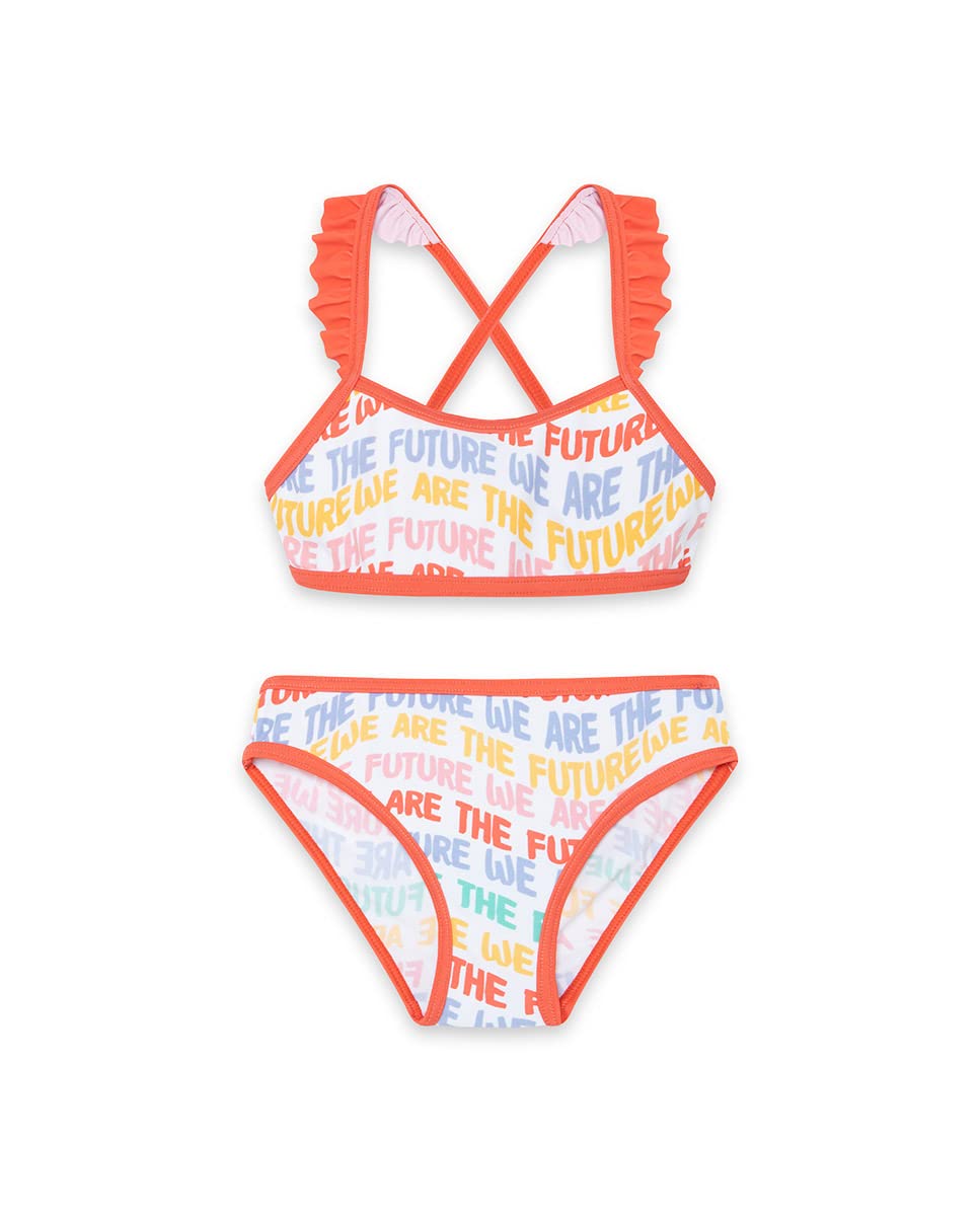 Tuc Tuc Girls-Happy Message Traje de baño de una Sola Pieza para Niñas