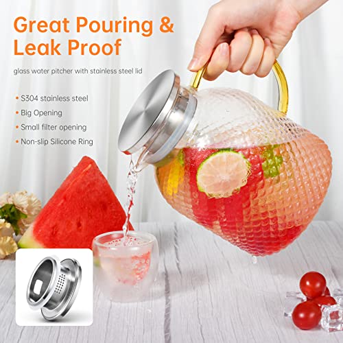 Water Jug, ZBUFAN 1.8L Glass Jug with Lid, Glass Water Jug for Fridge Heat Resistant Water Carafe, Pitcher for Juice Iced Tea - Image 4