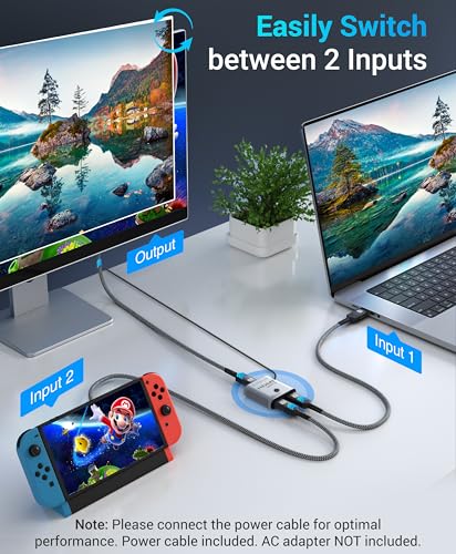 Image of BlueRigger Dual Port HDMI 2.1 Switch Support (8K@60Hz I 4K@120Hz) Dolby Atmos, HD Dolby 7.1 Surround Sound, 48 Gbps Data Transfer, Switch Selector, Gaming, Smart TV, Firestick, PS5, PS4, Xbox etc