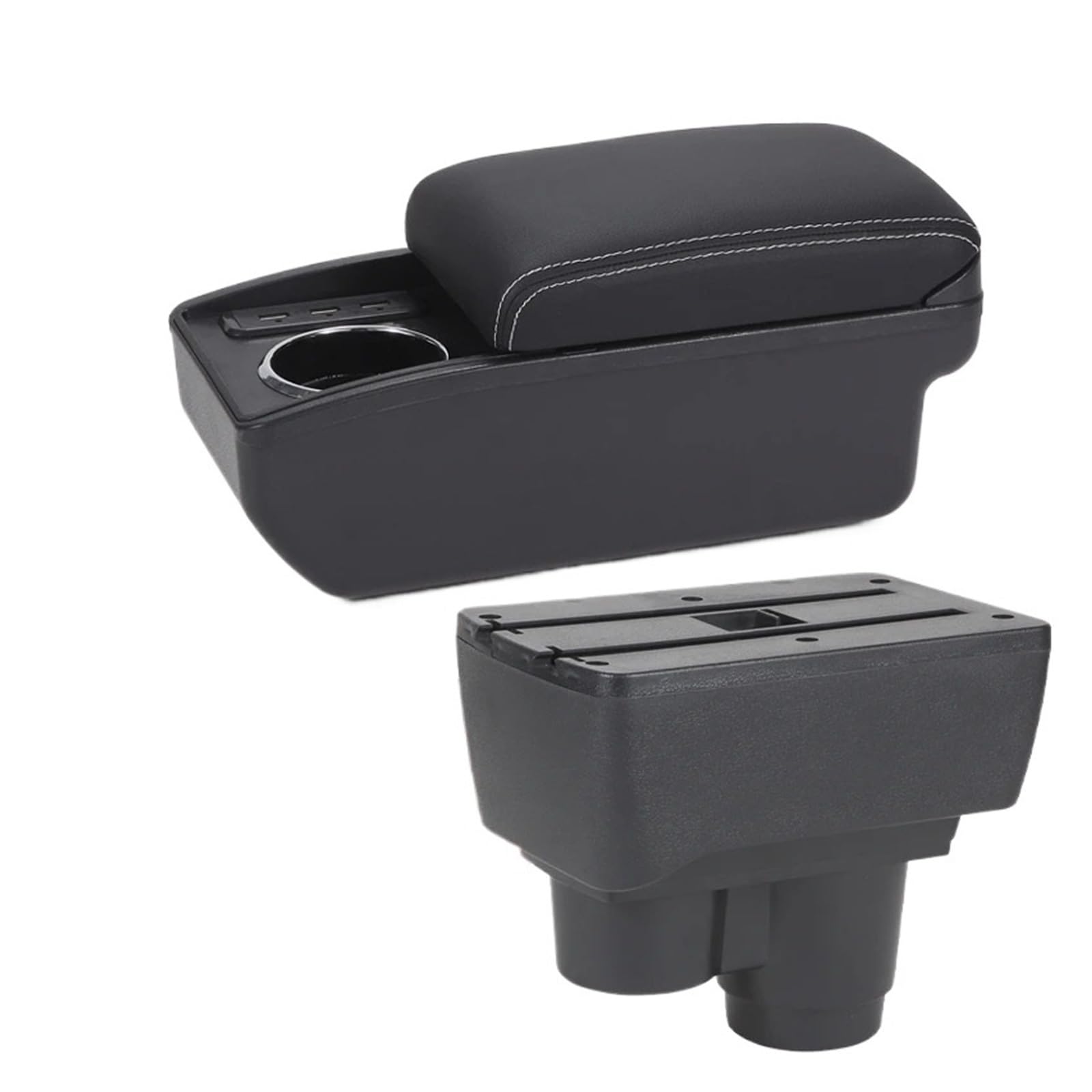 Umdjju B3 Black White 6Usb For Duster 2019-2024 Armrest Dedicated Retrofit Interior Storage Box Car Accessories Car Centre Console Armrest Box(B3 Black White 6Usb)