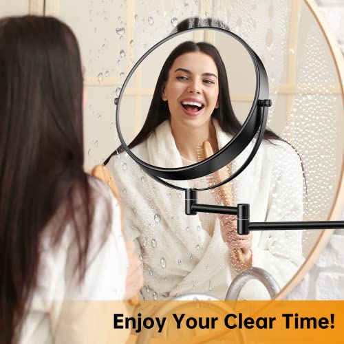Anfauny 9 Inch Wall Mounted Makeup Mirror - 1X/10X Double-Sided Magnifying Mirror - 360° Swivel Vanity Mirror [Foldable & Extendable Design & Anti-Rust] Shaving Cosmetic Wall Mirror For Bathroom #TOP5