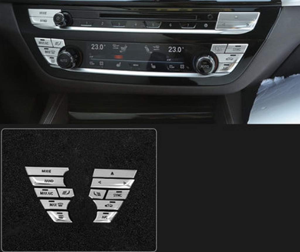 New Protective Center CD Button Covers Compatible with BMW 5 Series G30 2017-2020 520i 530i 530e 540i M550i (Silver)