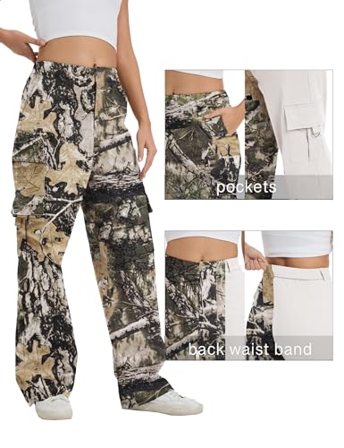 Image of Cargo Pants for Women High Waist Wide Leg Stretchy Pull On Baggy Casual Pants with Pockets
