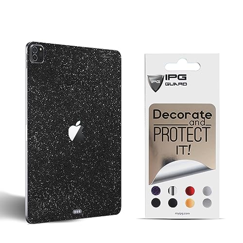 IPG Decal for IPAD Decorative Carbon Fiber Vinyl Back Protector Anti Scratch Skin Guard - 3D Surface - Bubble -Free Easy to Install (Black Glitter, iPad Pro (2nd Gen))