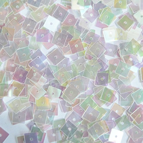 5mm Square Flat Sequins Clear Crystal Rainbow Iris Iridescent