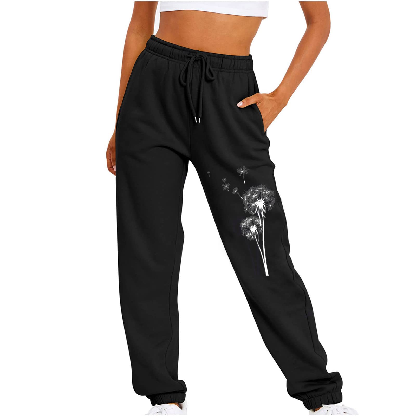 Sweatpants Womens Workout Pants High Waisted Drawstring Wide Leg Harem Pants Cinch Bottom Athletic Joggers w Pockets