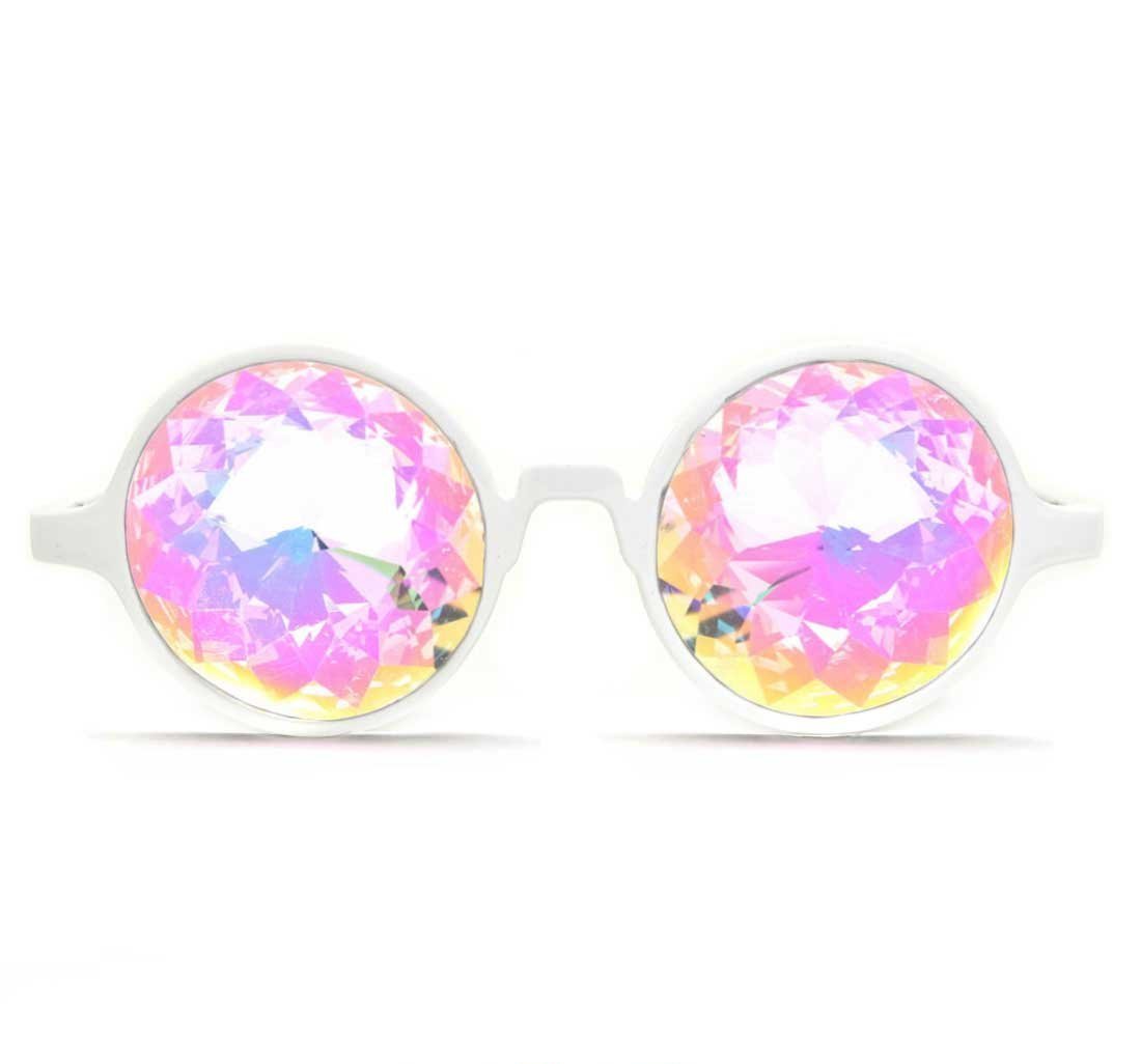 GloFX White Kaleidoscope Glasses- Rainbow