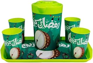 طقم عصير رمضان، شفشق 1.8 لتر + 4 أكواب 250 ملليلتر + صينية تقديم (أخضر)