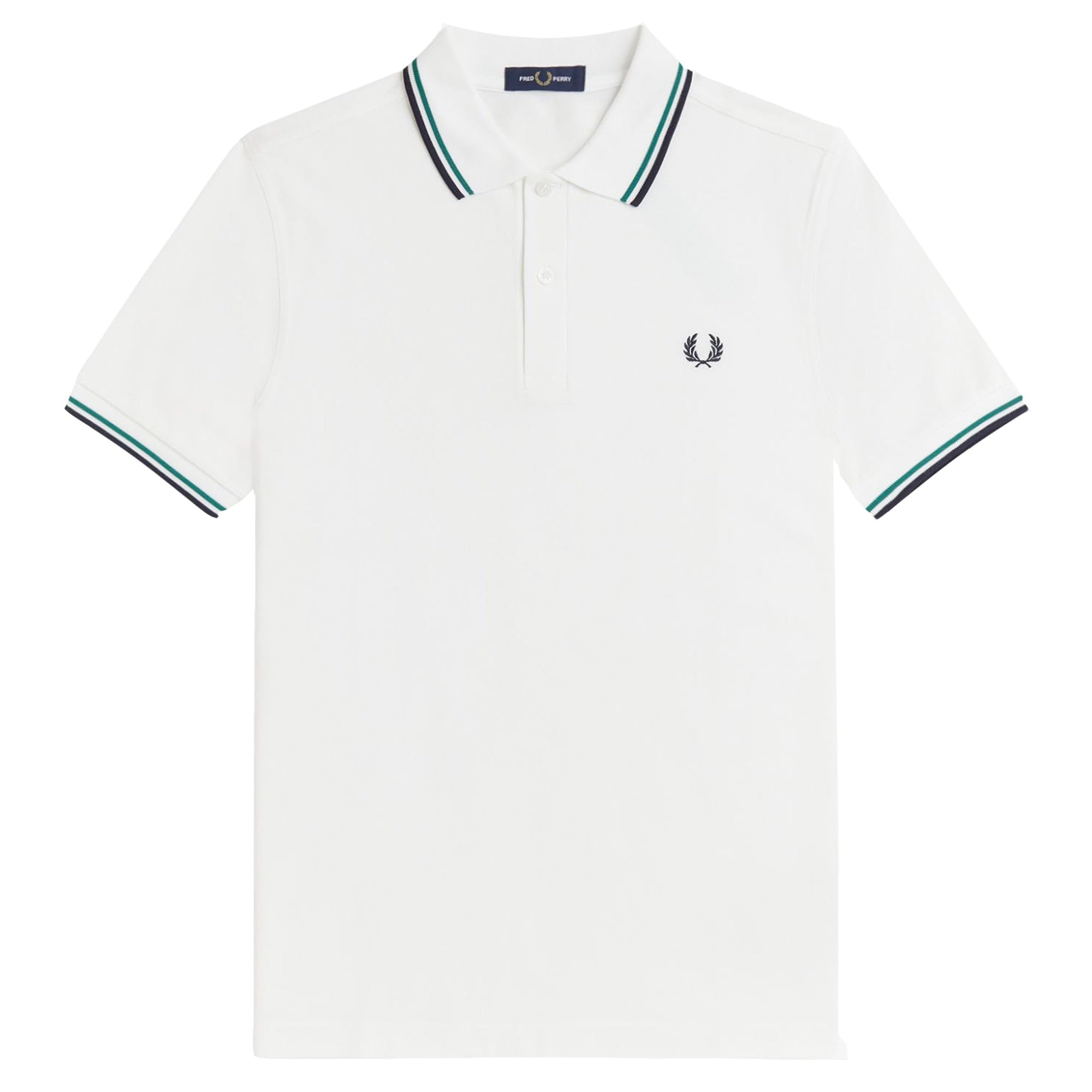 Fred Perry Twin Tipped Polo Shirt Snow White/Sport Green/Navy Medium