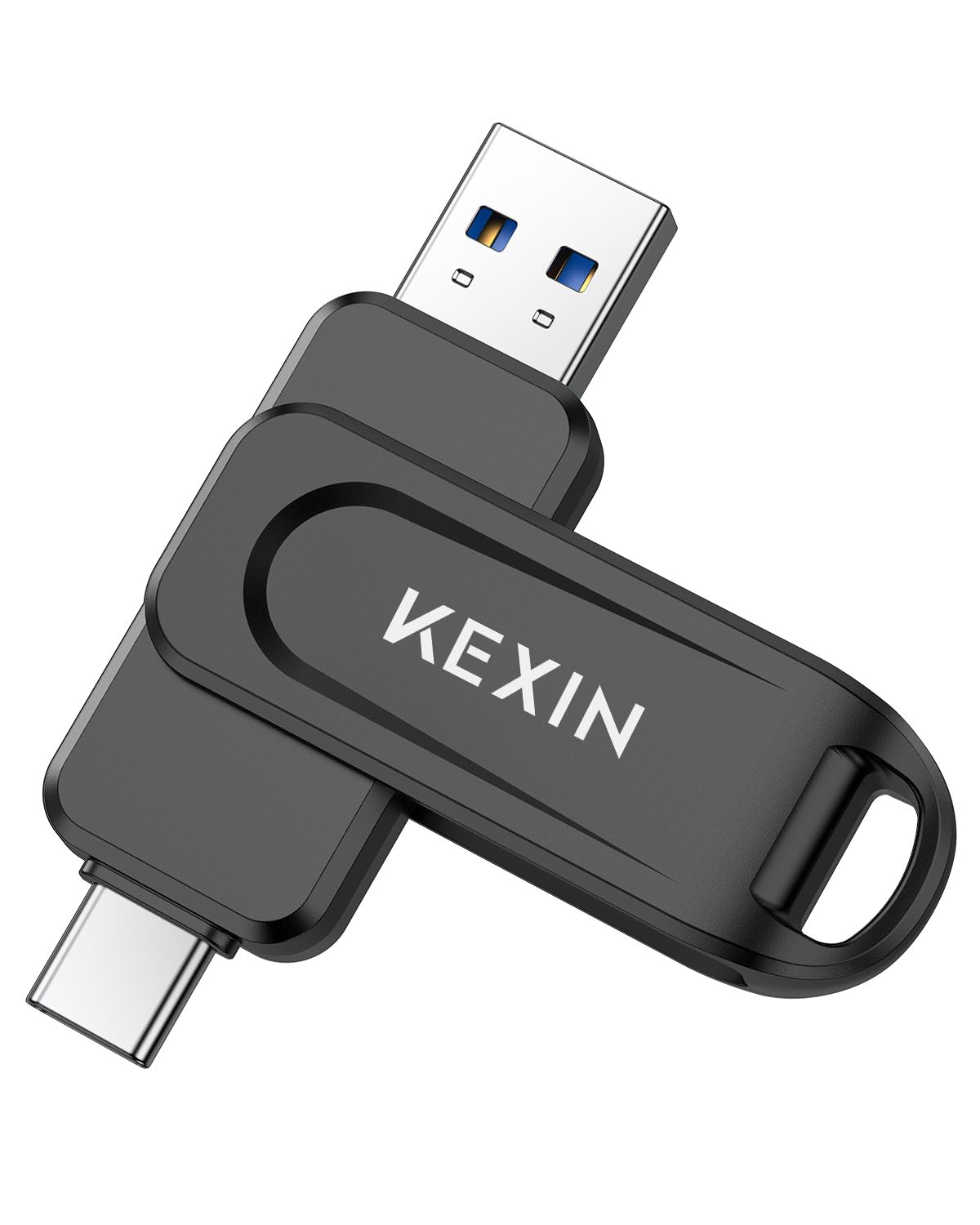 KEXIN Chiavetta USB 64GB Chiavetta USB C 64 GB 100 MB/s Girevole Doppia USB3.0 Memoria Esterna PC Tipo A e Tipo C Pen Drive per Smartphone Tablet iPhone 15/16 Auto Console di Gioco, Nero