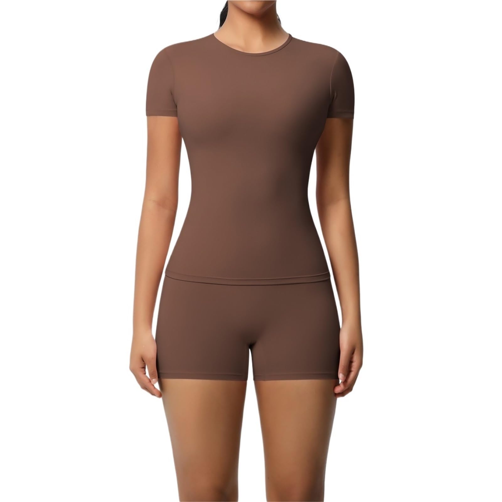 Ensemble de Yoga Ensemble de 2 pièces Leggings Gymnastique à séchage Rapide, Manches Courtes, Respirant, Extensible, Yoga, Slim, Fitness, été pour Le Sport