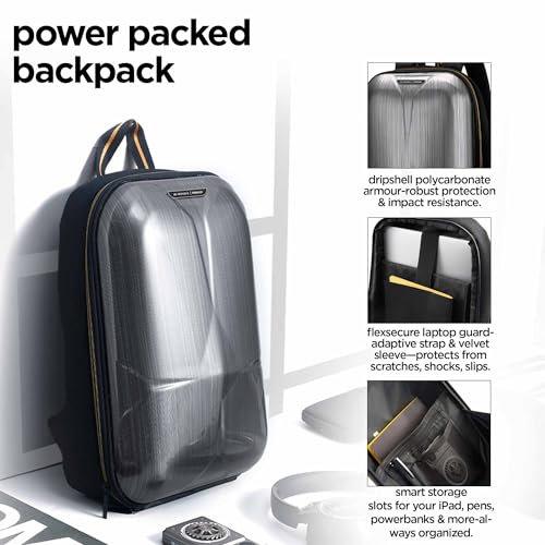 Image of Nu Republic Triphop Backpack for Men Women Office Casual 18-inch Laptop Bag Water-Resistant Multi-Pockets Sleek Smart College Backpack with Dual USB Port (Black)