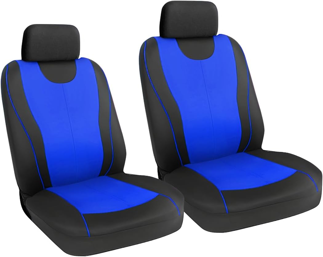 Car Seat Covers Full Set, Polyester Automotive Seat Covers, Breathable Waterproof Car Seat Cushion Protectors, Car Accessories Fits Most Vehicles, SUV, Truck (Blue/Front)