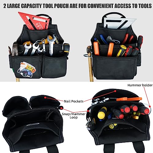 Image of MELOTOUGH Tool Belt with Suspenders Tool Bag Supenders Framers Comb Apron Tool Belt Construction Tool Pouch Builder Heavy Duty Carpenter Suspension Rig for Electrician, Roofing,Contractor