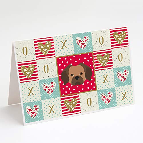 Caroline's Treasures CK5240GCA7P Tibetan Spaniel Love Greeting Cards and Envelopes Pack of 8, Red Blank Cards with Envelopes Whimsical A7 Size 5x7 Blank Note Cards