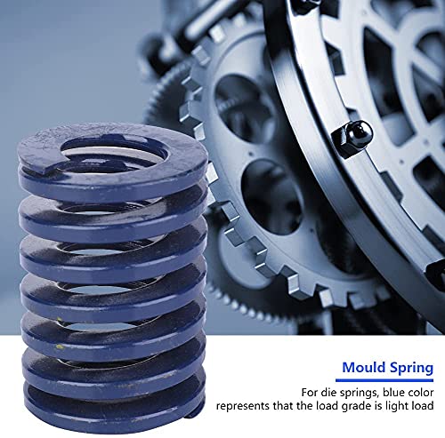 Yinpecly 20Mm Od 10Mm Id 50Mm Long Spiral Stamping Light Load Compression Mould Die Spring, For Mechanical Equipment 3D Printer Accessories Blue Tone 1Pcs #TOP4