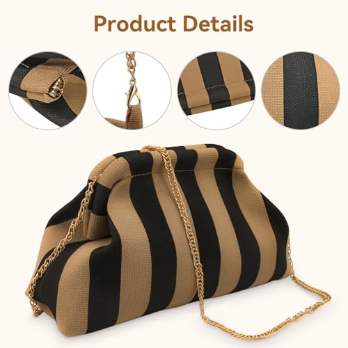 Image of YYW Clutch Purses for Women,Woven Crochet Purse Colorblock Shoulder Bag Casual Knitted Handbag
