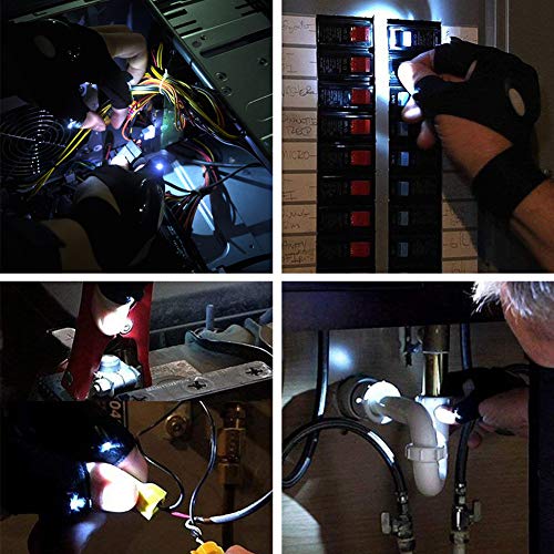 Mylivell LED Flashlight Glove Outdoor Fishing Gloves with Stretchy Strap Screwdriver for Repairing Cars Night Running Fishing Camping Hiking in Dark Place (Left) - Thumbnail 5