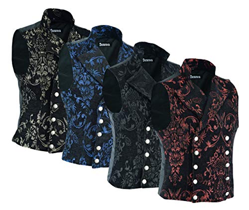 Darkrock MEN'S FASHION DOUBLE BREASTED CAVALIER VICTORIAN GENTLEMAN'S ARISTOCRAT VEST TAPESTRY/STYLISH CASUAL VEST4