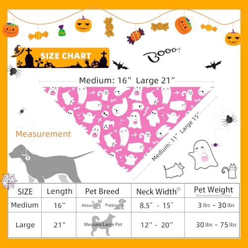 Pañuelo para perro Halloween Fantasma Rosa Talla L miniatura 3