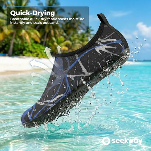 Image of SEEKWAY Water Shoes Women Men Adult Quick-Dry Aqua Socks Barefoot Non Slip for Beach Swim River Pool Lake surf Black SK002(U)