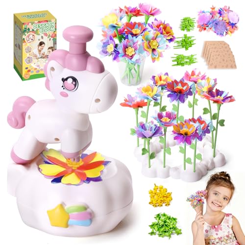 RISUNTOY Kids Flower Press Kit-DIY Fabric Flower Craft Kits with 110 Petals 30 Centers Stems Buds,5 Wraps & Tapes,STEM Bouquet Toys Compatible with...