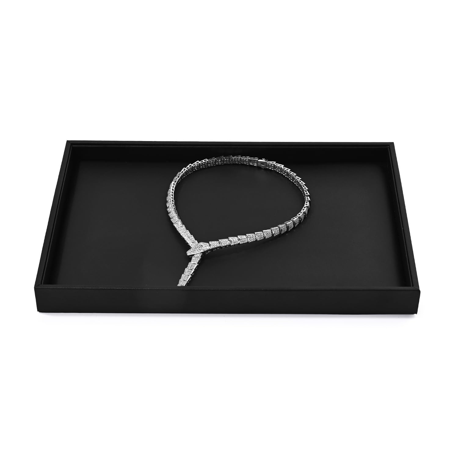Oirlv Negro PU Cuero Bandeja Organizadora Joyero - Para Anillos, Pendientes, Relojes y Accesorios