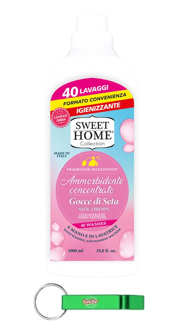Sweet Home Ammorbidente Concentrato Gocce di Seta, ammorbidente concentrato, 40 lavaggi, 1000 ml + portachiavi Beni Culinari