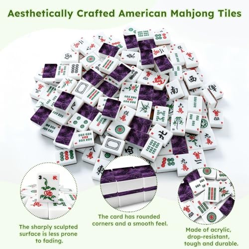 Juego de Mahjong Americano con 166 fichas acrílicas miniatura 6