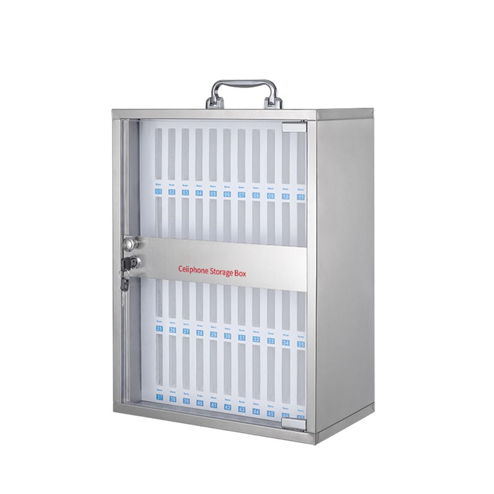 Aluminum Alloy Cell Phone Locker Box with Handle and Security Lock - Ideal Mobile Phone Management Storage Cabinets for School Company Conference Meeting Classroom