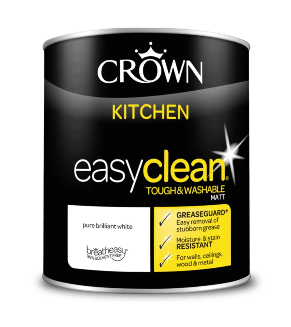 CrownEasyclean Kitchen Matt Emulsion 1L - Pure Brilliant White