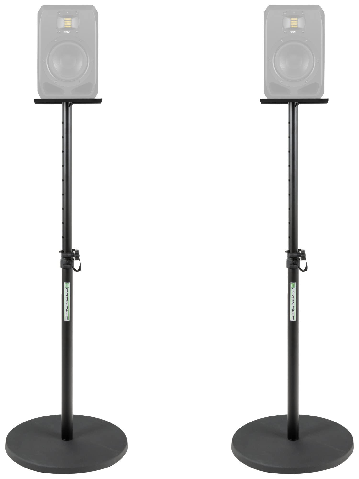 Pronomic SLS-128 BK Pieds pour Moniteurs De Studio Paire - 2 Supports pour Enceintes De Studio - Pieds avec Socle Rond Stable - Hauteur Réglable De 75 À 123,5 cm - Plateau De 23 x 23 cm