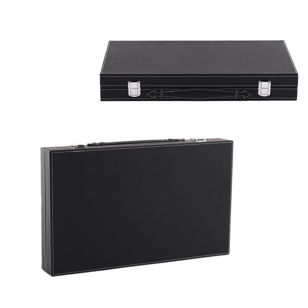 Set da backgammon for adulti, set da gioco da tavolo in pelle PU nera da 15 pollici, set da backgammon da viaggio classico for 2 giocatori scacchiera portatile