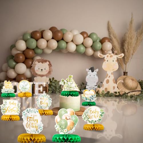 Centres de table nid d'abeille vert décoration fête prénatale sauvage bébé - 7