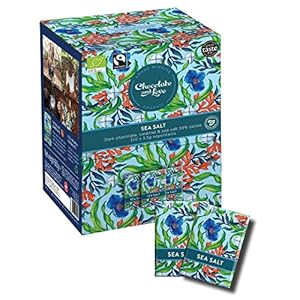 Chocolate and Love | Pure Pure Pure Chocolate Dispenser Box – Met 120 stuks 5,5 g Napolitains | Premium, Organic & Fair Trade | Perfect voor speciale gelegenheden | Karamel en Zeezout smaak