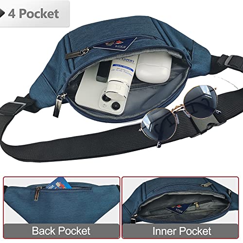 Image of Fanny Pack for Men Women,Crossbody Waist Bag Pack,Belt Bag for Travel Walking Running Hiking Cycling,Easy Carry Any Phone,Wallet, Dark blue, One Size, Fashion
