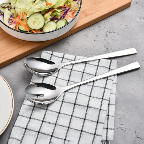 IMEEA 10 inch Salad Servers 18/8 Stainless Steel Salad Spoon and Fork Serving Set