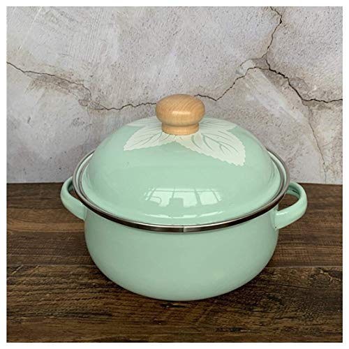 Wasserkocher Emaille Topf Vintage Butter Milch Becken Suppentopf 1,5 l Mit Silikonkappe, binaurale Nudelschale für Induktionsherd Kochfeld oder