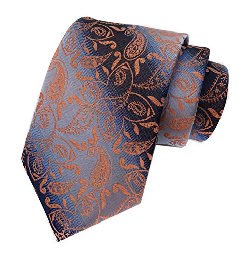 Mens Orange Paisley Silk Self Cravat Tie Ascot Beautiful Engagement Slim Necktie