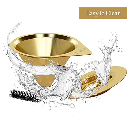 image for LHS Pour Over Coffee Dripper Reusable Coffee Filter Paperless Coffee F