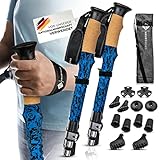 HrubyRoad® Profi Teleskop Wanderstöcke inkl. Aufsatz-Set & Tragetasche I Ideale Kraftübertragung & Bester Komfort Dank ergonomischem Griff I Nordic Walking Stöcke verstellbar für Damen & Herren