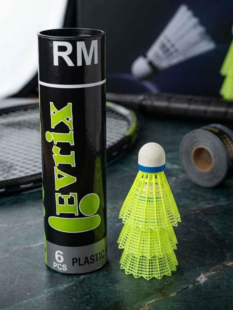 Plastic Badminton Shuttlecock Set of 6 | Durable Nylon Shuttle Cocks with Cork Head | High-Speed Training & Practice Birdies | Indoor & Outdoor Badminton Shuttle for Kids & Adults | Yellow-image-3