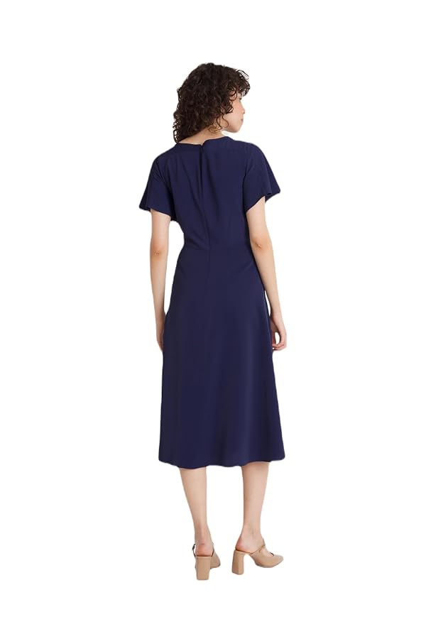 Luxely For Maggy London Women's Short Fluter Sleeve MIDI Dress, Evening Blue by Luxely - Used condition - Image 3