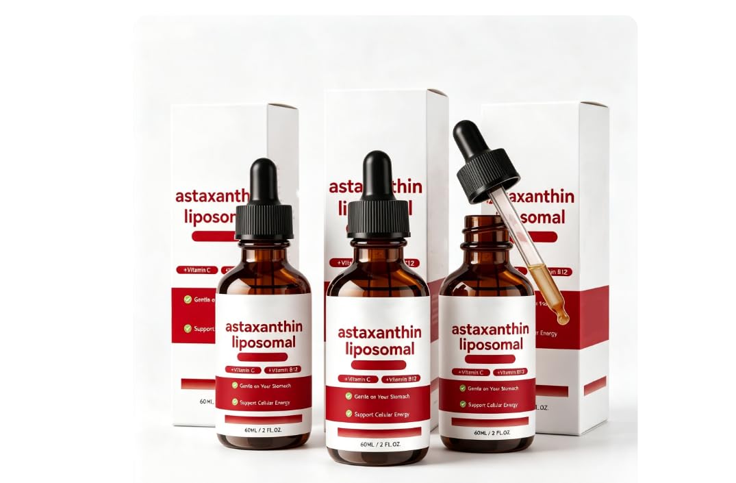 Liposomales Astaxanthin Liquid – Haut- und Augenunterstützung, 2 FL OZ | Frische Mikroalgenquelle – Vitamin C und E – unterstützt das Immunsystem, die Vitalität, gentechnikfrei, glutenfrei, alkoholf